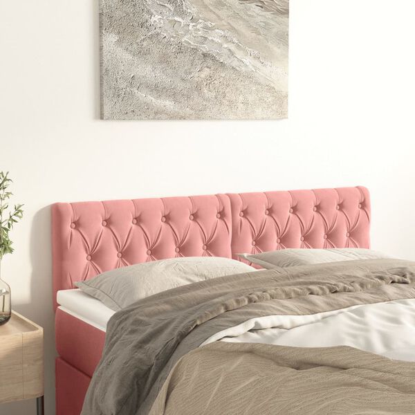 vidaXL T&ecirc;tes de lit Rose 144x7x78/88 cm Velours