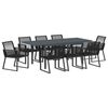 vidaXL Ensemble de salle &agrave; manger pour jardin 9 pc Noir polyrotin
