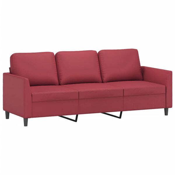 vidaXL Canap&eacute; &agrave; 3 places Rouge bordeaux 180 cm Similicuir