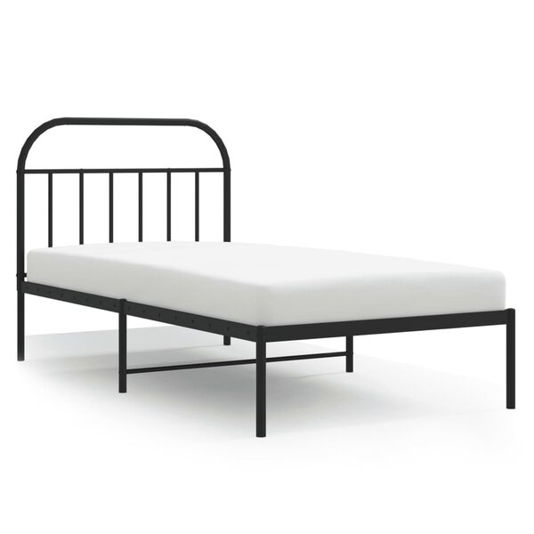 vidaXL Cadre de lit m&eacute;tal sans matelas avec t&ecirc;te de lit noir 107x203cm