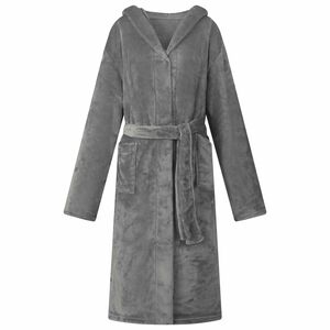 vidaXL Peignoir avec capuche Gris foncé s Flanelle