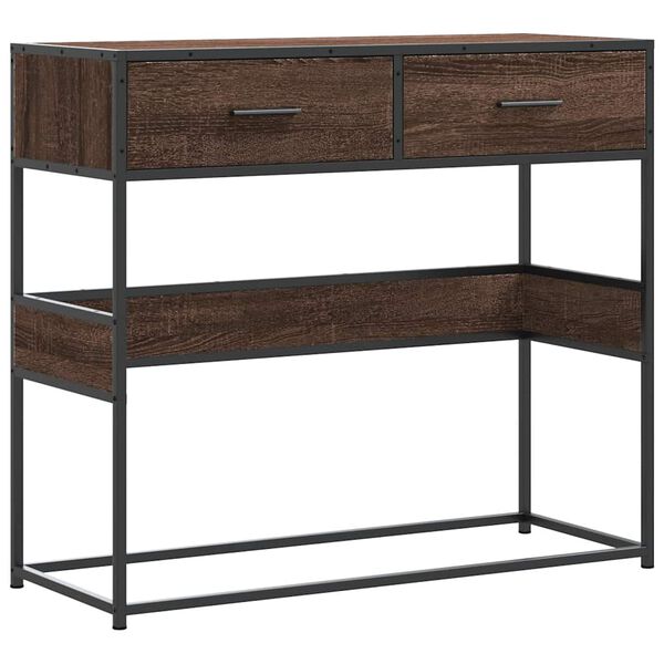 vidaXL Table console ch&ecirc;ne marron 90x35x80 cm bois d'ing&eacute;nierie