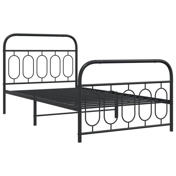 vidaXL Cadre de lit m&eacute;tal sans matelas avec pied de lit noir 100x190cm