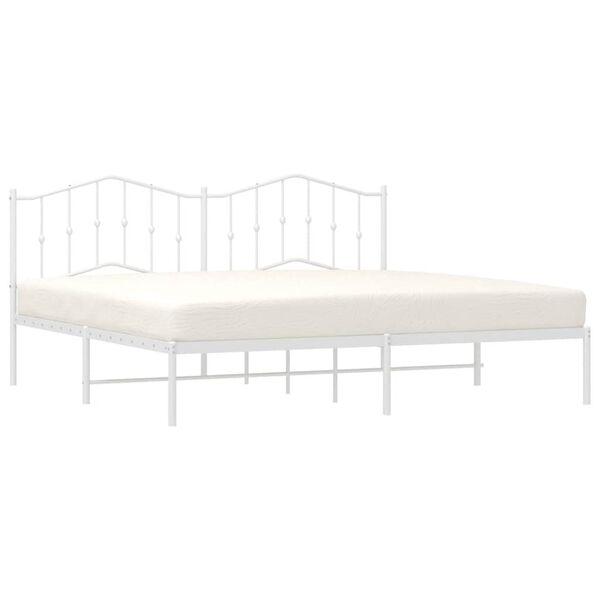 vidaXL Cadre de lit m&eacute;tal sans matelas et t&ecirc;te de lit blanc 193x203 cm