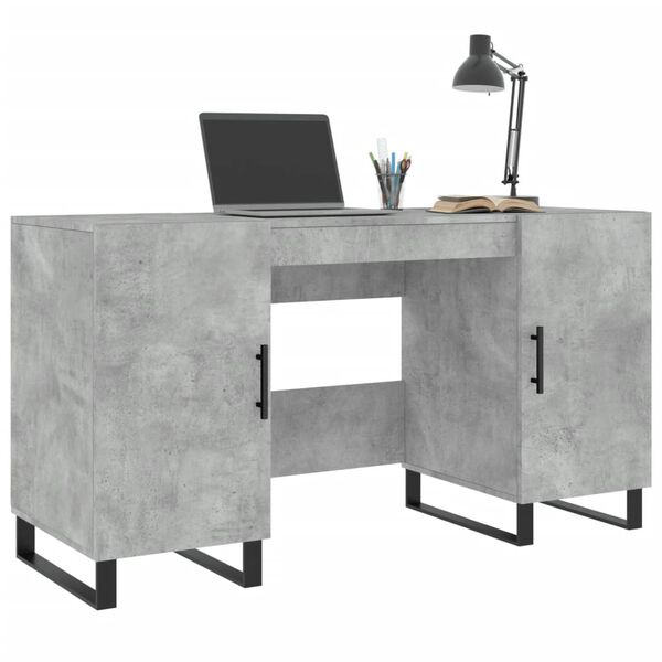 vidaXL Bureau gris b&eacute;ton 140x50x75 cm bois d'ing&eacute;nierie