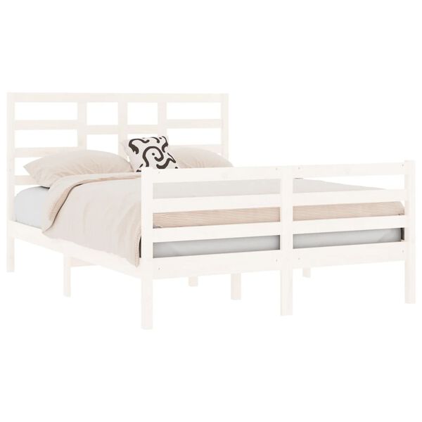vidaXL Cadre de lit sans matelas blanc bois massif 135x190 cm