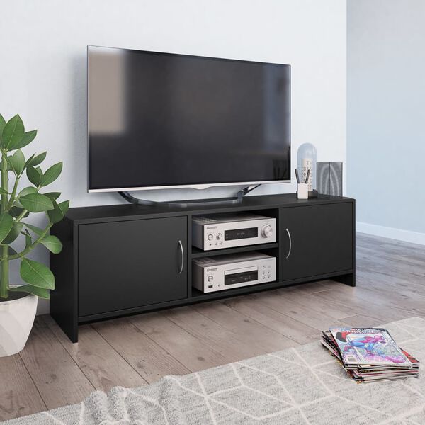 vidaXL Meuble TV Noir 120x30x37,5 cm Bois d'ingénierie