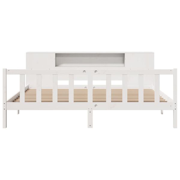 vidaXL Lit bibliothèque sans matelas blanc 180x200 cm bois pin massif