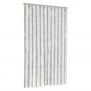 vidaXL Rideau anti-mouches gris clair et blanc 100x230 cm chenille