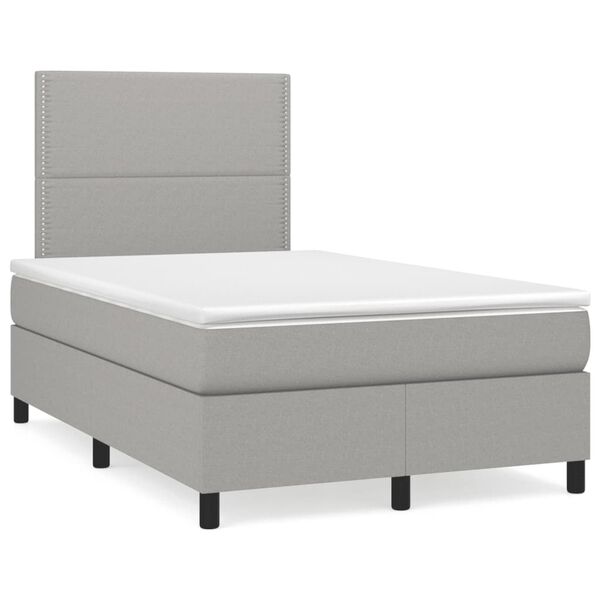 vidaXL Sommier &agrave; lattes de lit et matelas gris clair 120x190 cm tissu