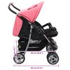 vidaXL Poussette à deux places Rose et noir Acier