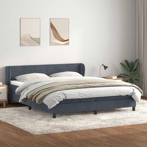 vidaXL Sommier à lattes de lit et matelas gris foncé 180x220cm velours