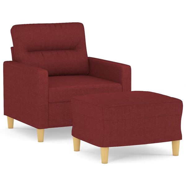 vidaXL Fauteuil avec repose-pied Rouge bordeaux 60 cm Tissu
