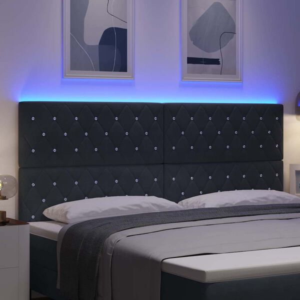 vidaXL T&ecirc;te de lit LED avec t&ecirc;te de lit Gris fonc&eacute; 200 cm Polyester