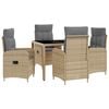 vidaXL Ensemble de repas ext&eacute;rieur 5 pcs Beige et Gris clair