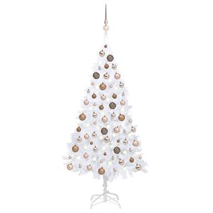vidaXL Arbre de No&euml;l artificiel pr&eacute;-&eacute;clair&eacute; et boules blanc 120 cm PVC