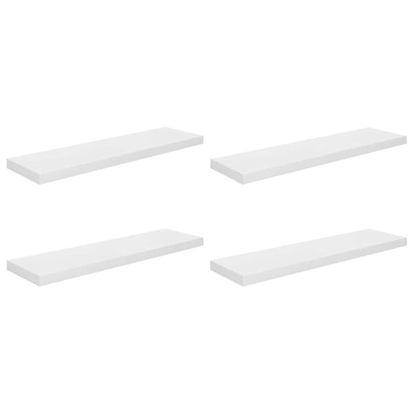 vidaXL &Eacute;tag&egrave;re murale flottante 4 pcs Blanc brillant 90x23,5x3,8cm MDF
