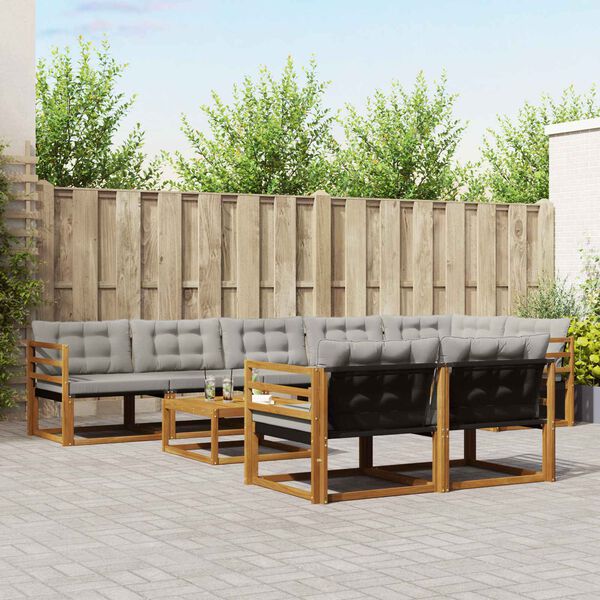 vidaXL Ensemble de canap&eacute;s d'ext&eacute;rieur 9 pcs Gris Naturel et Clair