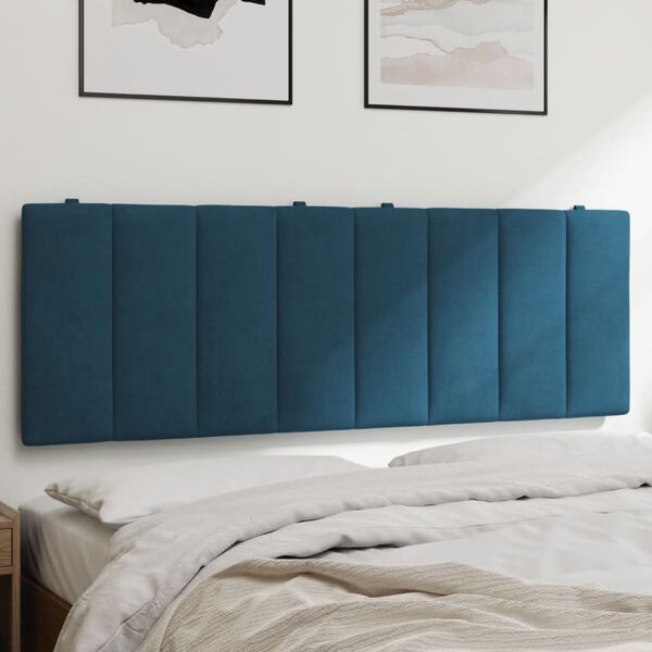 vidaXL Coussin de t&ecirc;te de lit Hanko bleu 120 cm velours