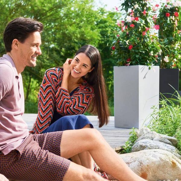 LECHUZA Jardini&egrave;re CANTO Stone 40 High ALL-IN-ONE Gris pierre