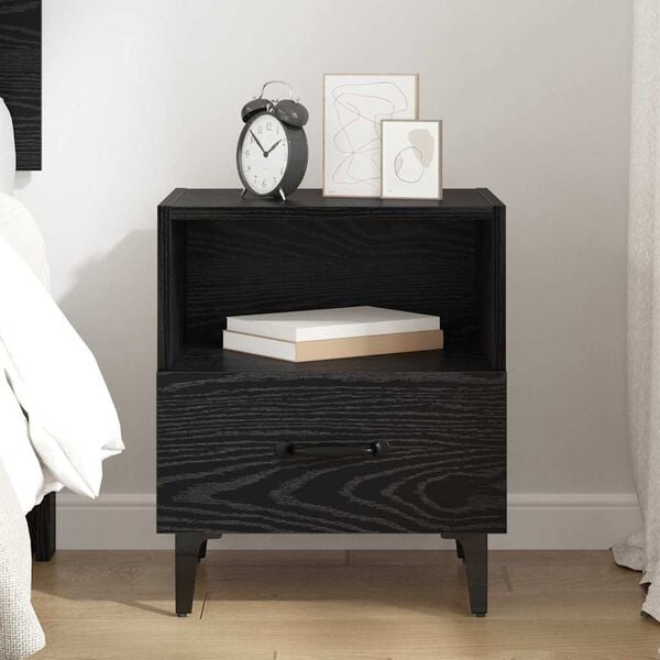 vidaXL Cabinet de chevet avec tiroir Ch&ecirc;ne noir 40 x 35 x 47.5 cm