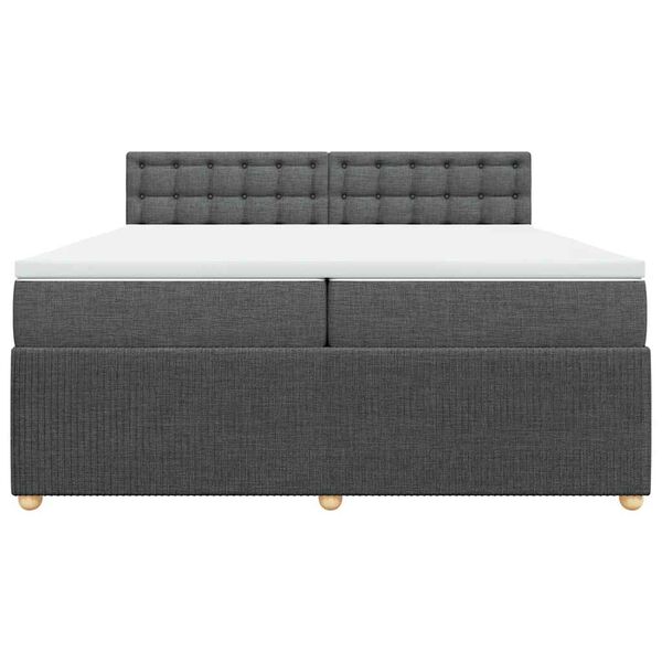 vidaXL Sommier &agrave; lattes de lit avec matelas Gris fonc&eacute; 200x200cm Tissu