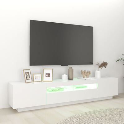 vidaXL Meuble TV avec lumières LED Blanc 200x35x40 cm