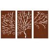 vidaXL D&eacute;corations murales jardin 3 pcs 105x55 cm design d'arbre acier