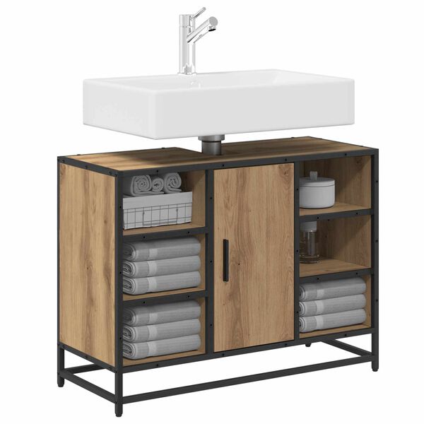 vidaXL Cabinet de salle de bain Ch&ecirc;ne artisanal 80 x 33 x 60 cm