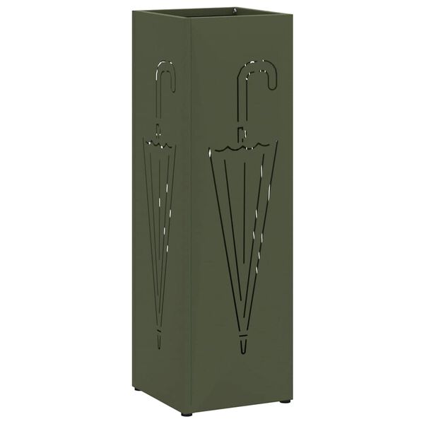 vidaXL Porte-parapluie avec stockage Olive 15,5 x 15,5 x 49 cm M&eacute;tal