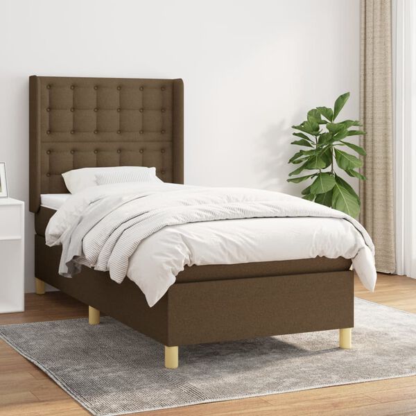 vidaXL Sommier &agrave; lattes de lit avec matelas Marron fonc&eacute; 90x200 cm
