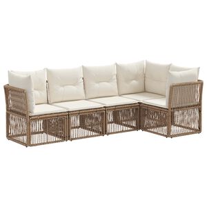 vidaXL Ensemble de canap&eacute; de jardin 5 pc Beige polyrotin