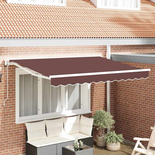 vidaXL Auvent R&eacute;tractable Marron 350 x 200 cm Polyester et m&eacute;tal