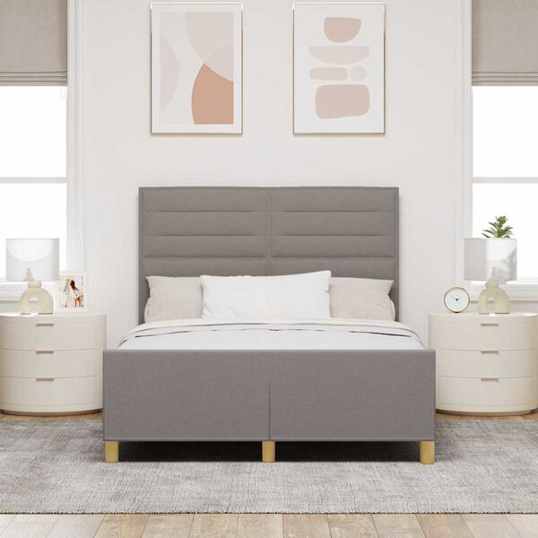 vidaXL Cadre de lit avec t&ecirc;te de lit Taupe 160 x 200 cm tissu