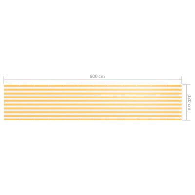 vidaXL Écran de balcon Blanc et jaune 120x600 cm Tissu Oxford