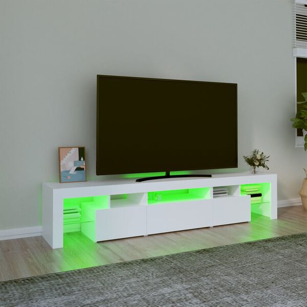 Meuble Bois VidaXL Meuble TV, Armoire De Télévision Avec 2 Étagères Et 2 Armoires, Meuble Télé De Salon Intérieur, Moderne, Bois D'Ingénierie Blanc Meuble Tele Bois Et Noir