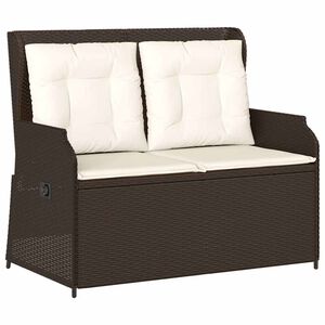 vidaXL Banc inclinable de jardin avec coussins marron r&eacute;sine tress&eacute;e