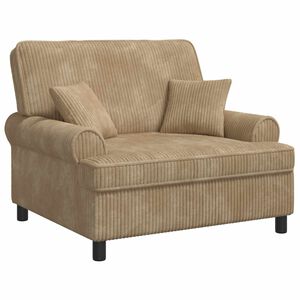 vidaXL Fauteuil XXL avec coussins Beige Tissu &agrave; 1,5 lignes