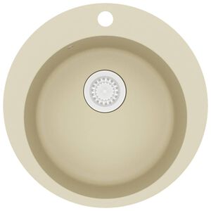 vidaXL &Eacute;vier de cuisine Granit Seul lavabo Rond Beige
