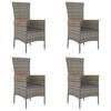 vidaXL Chaises de jardin avec coussins lot de 4 R&eacute;sine tress&eacute;e Gris