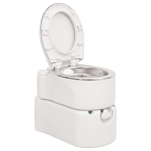 vidaXL Toilette de camping int&eacute;gr&eacute;e blanc 24+17 L PEHD et acier