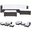 vidaXL Salon de jardin avec coussins 5 pcs R&eacute;sine tress&eacute;e Marron