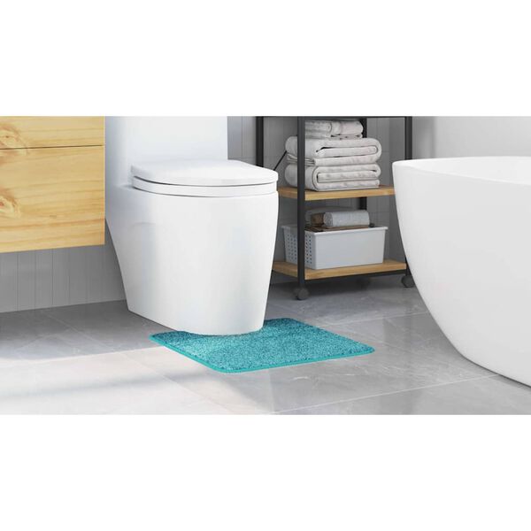 vidaXL Tapis de bain antidérapant avec découpe pour toilette Turquoise