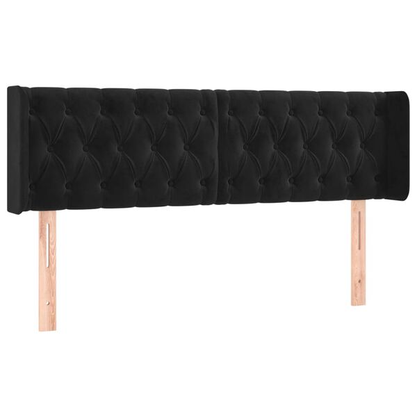 vidaXL T&ecirc;te de lit avec oreilles Noir 163x16x78/88 cm Velours
