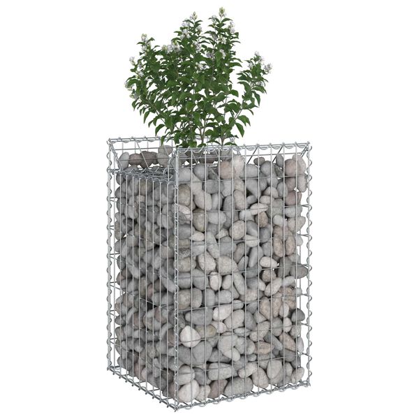 vidaXL Lit sur&eacute;lev&eacute; gabion Argent&eacute; 50 x 50 x 80 cm Acier galvanis&eacute;