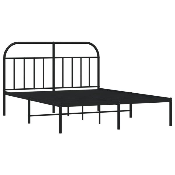 vidaXL Cadre de lit m&eacute;tal sans matelas avec t&ecirc;te de lit noir 140x200cm