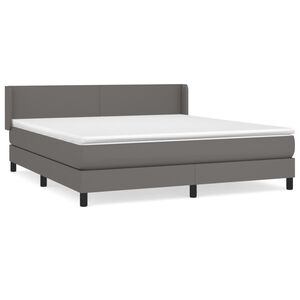 vidaXL Sommier &agrave; lattes de lit avec matelas Gris 180x200 cm Similicuir