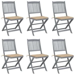 vidaXL Chaises pliantes 6 pi&egrave;ces avec coussins en bois d'acacia massif