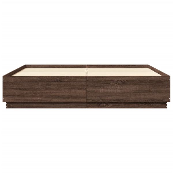 vidaXL Cadre de lit sans matelas ch&ecirc;ne marron 200x200 cm