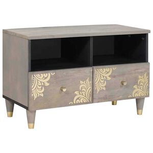 vidaXL Meuble TV Gris 70 x 33 x 46 cm Bois de mangue massif